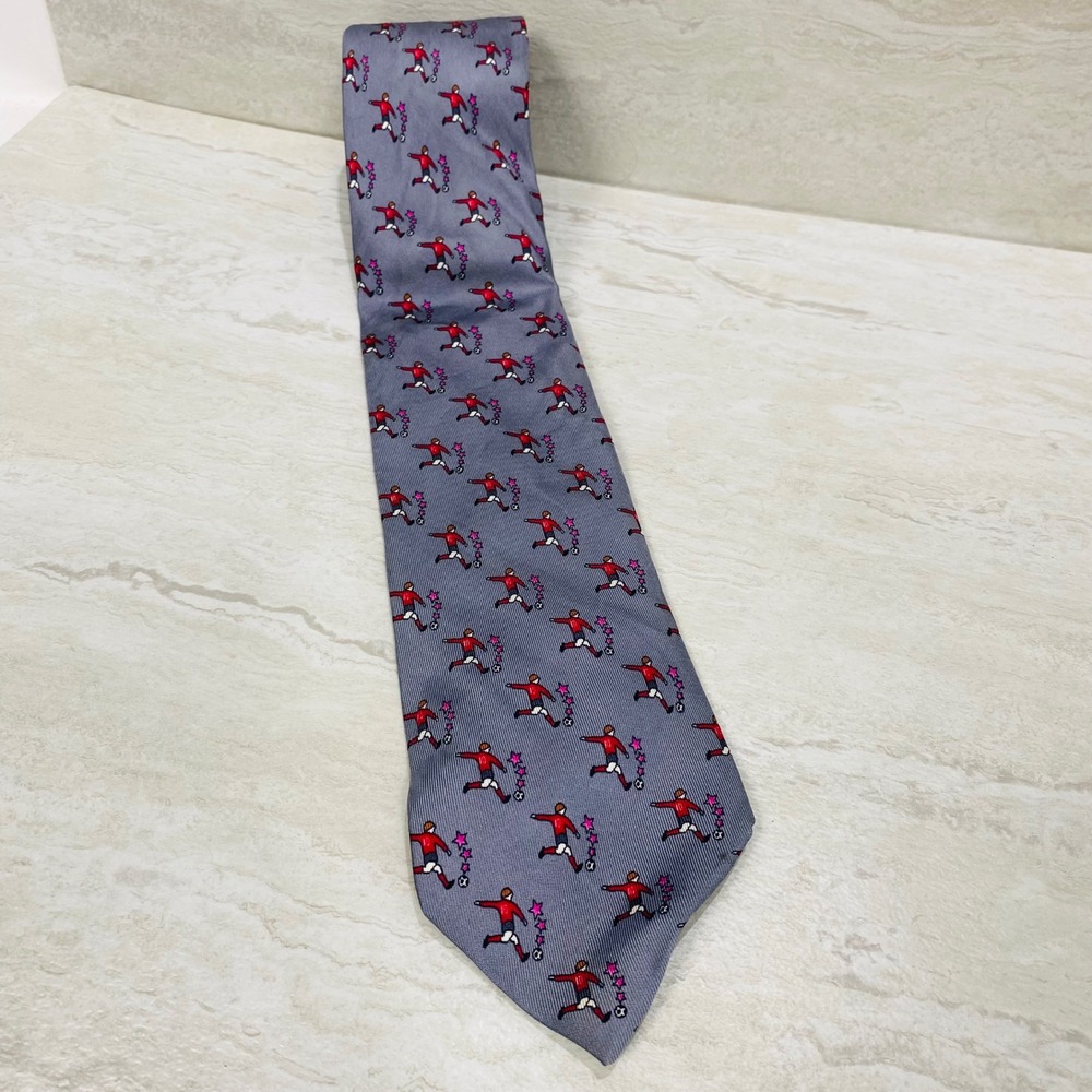 Andrew's Ties Milano Mens Soccer Player Pattern Silk Tie Made in Italy‎